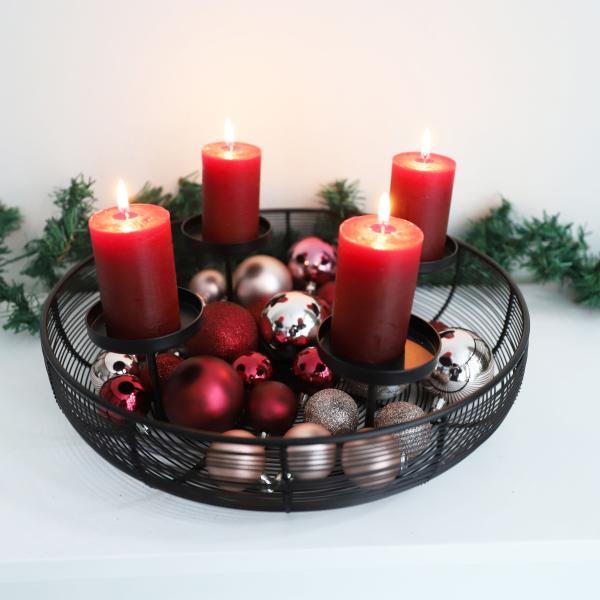 Adventskranz Metallschale schwarz Ø 36cm